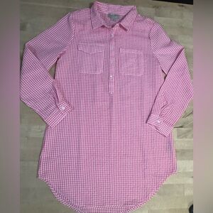 NWT Charlie Paige Pink gingham button down shirt dress/tunic